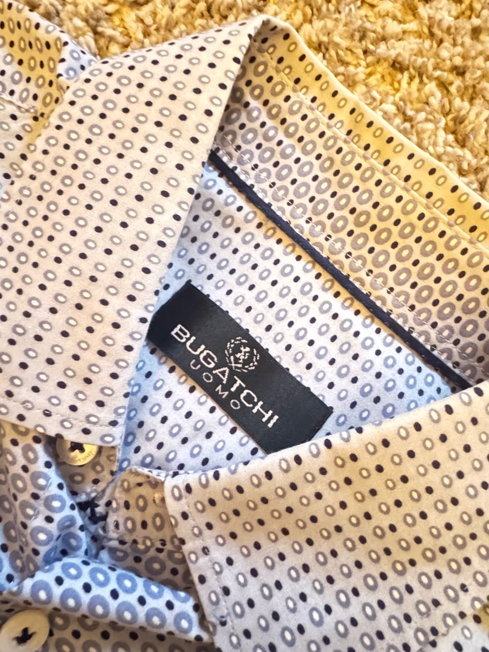 Bugatchi Men's Button-Down Shirt in Navy and Brown Plaid - Picture 7 of 7